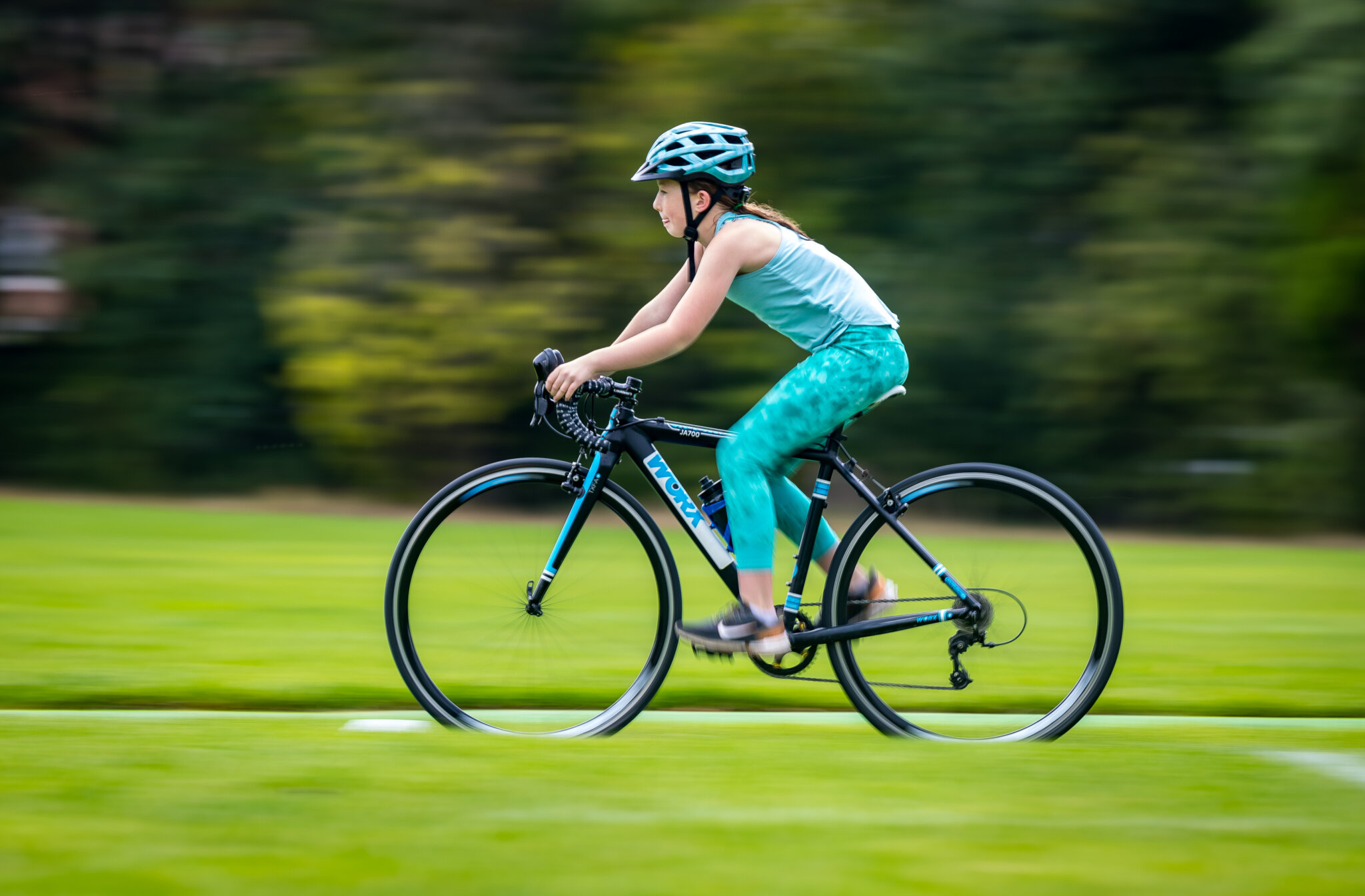 Young girl cycling